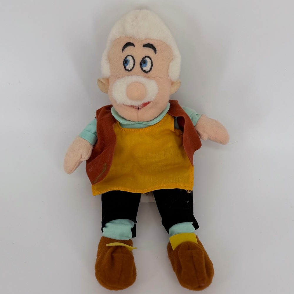 Disney Store Geppetto Pinocchio Plush 9 Inch Vintage Woodcarver Stuffed Toy
